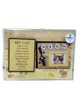 Cat Magnet Gift Set Meow Photo Frame Poem by Judith Bulock Morse New Sealed Gift